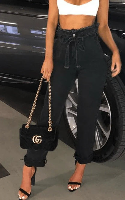 Orielle – Paperbag-Jeanshose mit hohem Bund