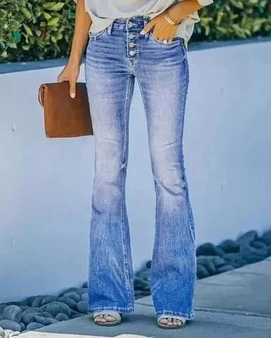 Jonah – High-Waist-Jeans mit Knopfleiste und Schlag