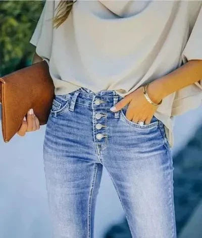 Jonah – High-Waist-Jeans mit Knopfleiste und Schlag