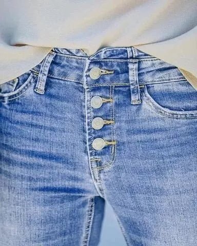 Jonah – High-Waist-Jeans mit Knopfleiste und Schlag