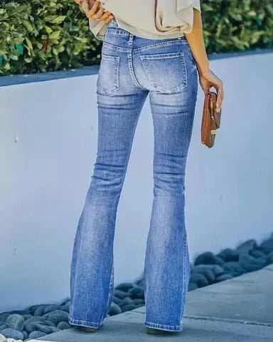 Jonah – High-Waist-Jeans mit Knopfleiste und Schlag