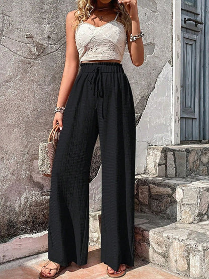 Brina – Hoch taillierte Hose mit weitem Bein und Kordelzug für Damen