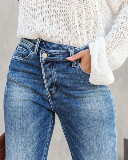 Ginny – High-Rise-Jeans mit Umschlag und geradem Bein