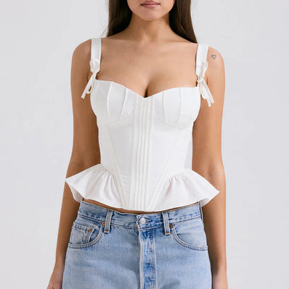 Maevona – Elegantes weißes Korsett-Top